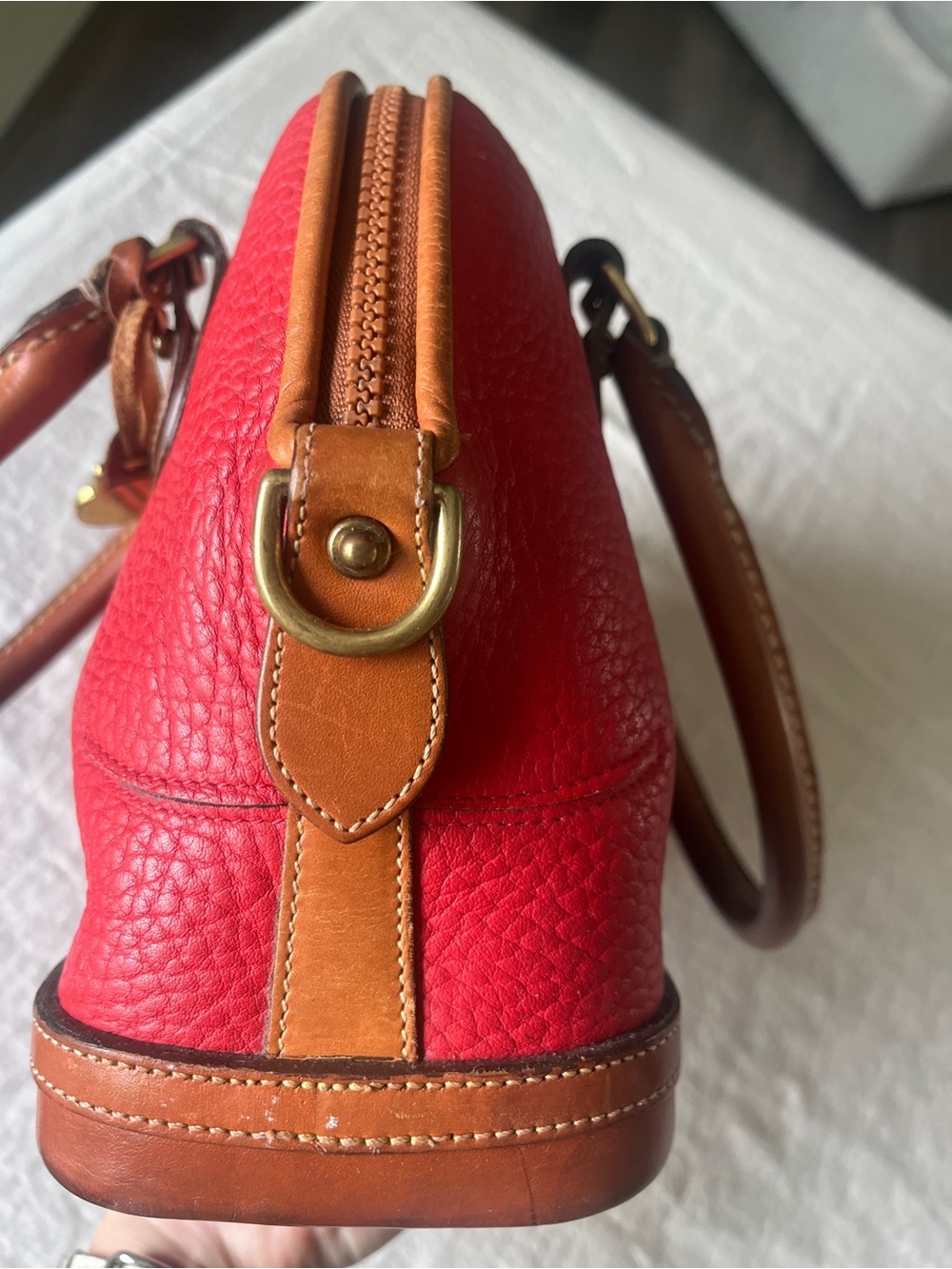 Vintage Dooney & Bourke Red Pebbled Leather Dome Satchel MADE IN THE USA, - Picture 10 of 13